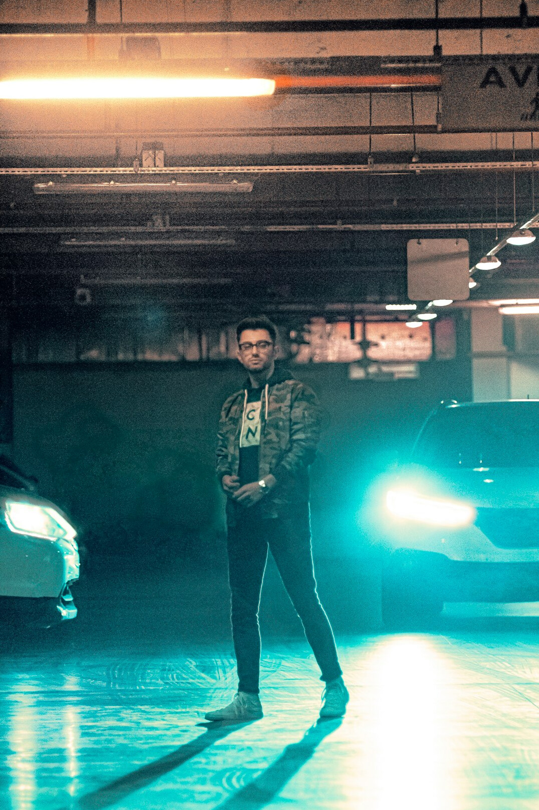 Portrait of a bearded man in a garage